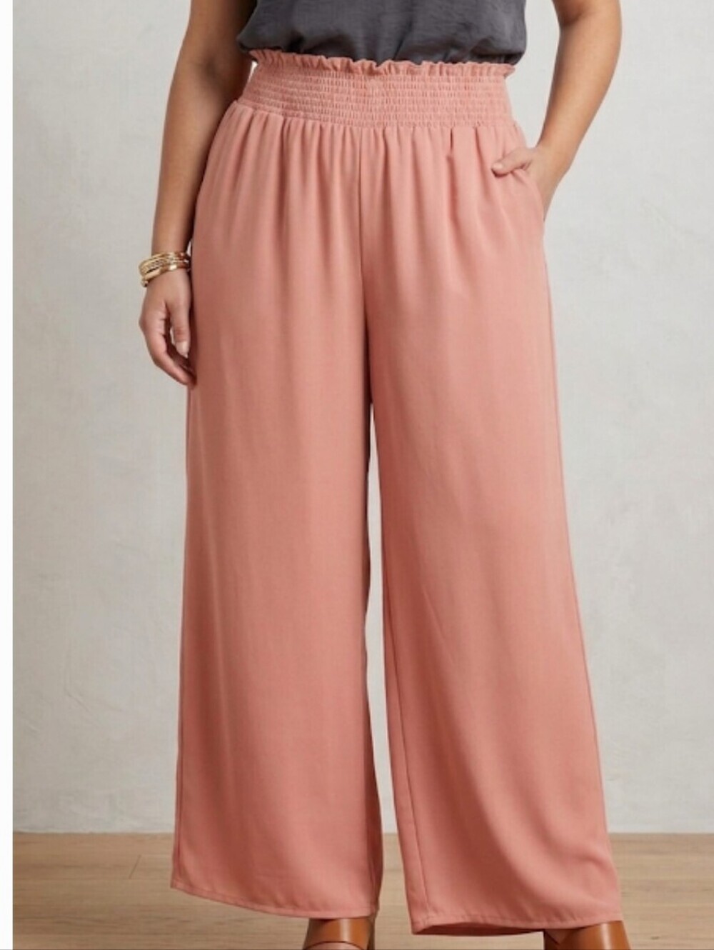 Plus Size Palazzo Wide Leg Pants with Pockets Soft Pink Women's size XL EUC